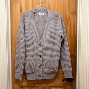 Zenana Women's Gray Long Sleeve Cardigan Sweater Size Medium